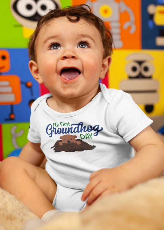 My First Groundhog Day - Onesies® Brand White Short-Sleeve Bodysuit