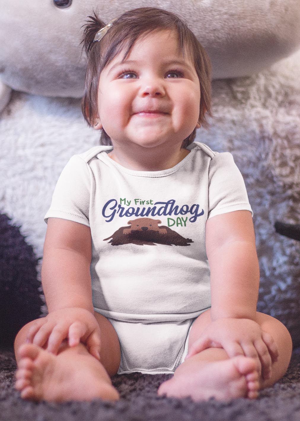 My First Groundhog Day - Onesies® Brand White Short-Sleeve Bodysuit